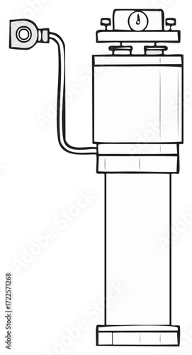 Detailed black and white technical machine illustration for engineering projects