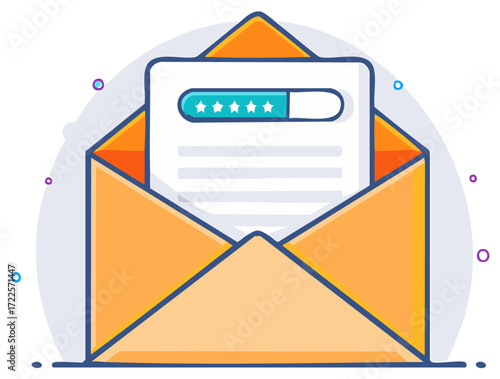 Envelope with document and rating bar icon