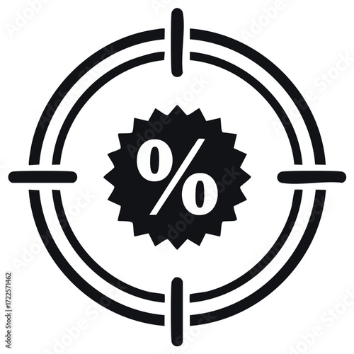 Discount Target Icon Depicting Percentage Sign in Crosshairs for Special Offers and Promotions