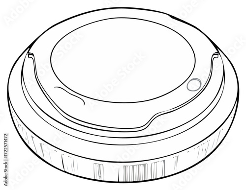 Outline Drawing of Robotic Vacuum Cleaner Design for Automated Home Cleaning and Maintenance Equipment