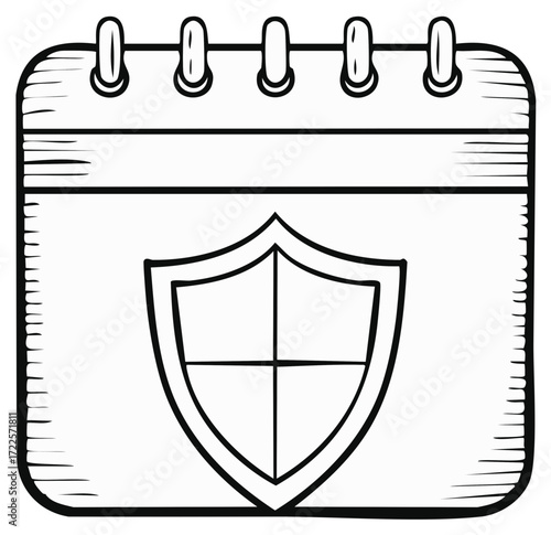 Calendar page with shield icon representing security or protection