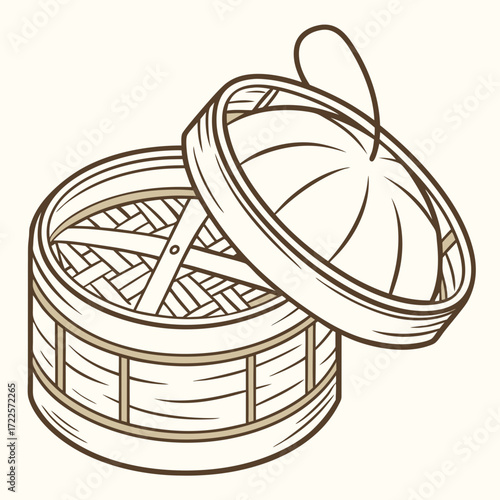 An image of a bamboo basket vector design on a white background