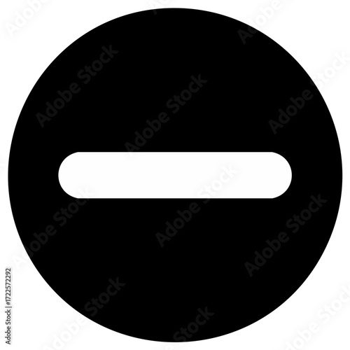 Subtract Icon in Black Circle Bold Minus Symbol Sign Flat Simple Style