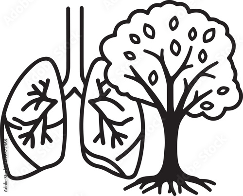 Breathe easy with this inspiring illustration blending lungs and a flourishing tree, a symbol of health, nature, and the vital air we share