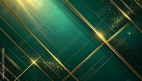 Abstract geometric design with gold accents on a dark teal background