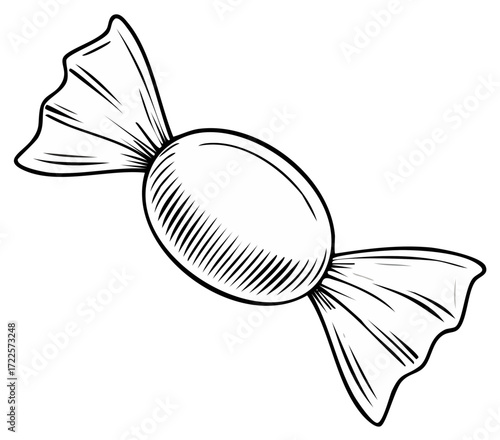 Hand Drawn Single Wrapped Candy Sweet Treat Isolated Graphic