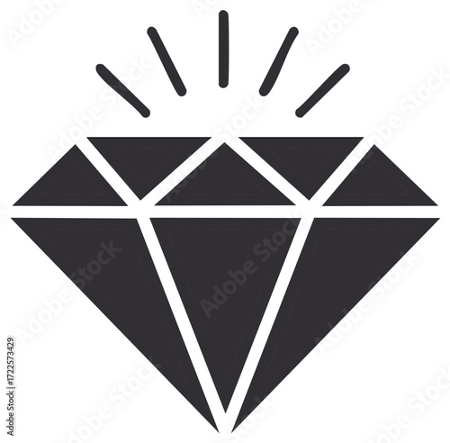 Shiny Diamond Gemstone Icon Symbol of Luxury and Precious Stone