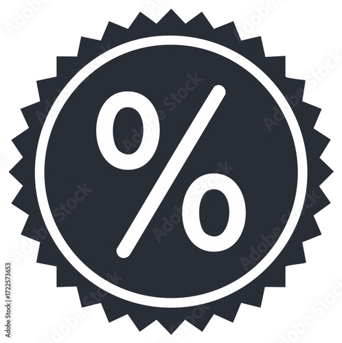 Percentage symbol icon in starburst shape for discount sale promotion and special offer savings