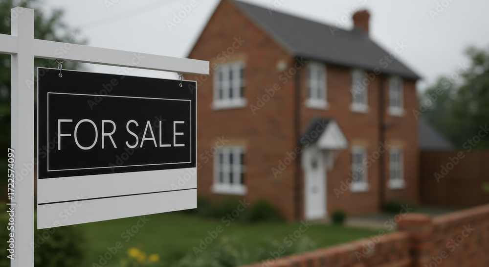 Fototapeta premium House for sale sign and home