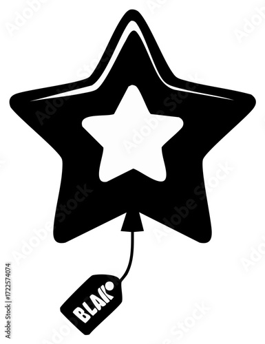Black Friday Star Balloon with Sale Tag Vector Illustration