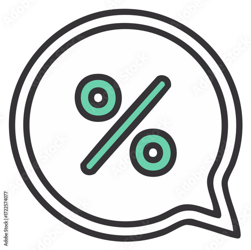 Percentage Sign in Chat Bubble Icon for Discounts or Interest Rates