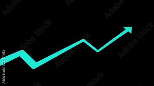 Arrow animation with alpha channel. Forward direction symbol with transparent background for growth, success, progress, and motion graphics overlay