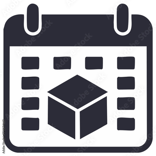 Delivery Schedule Icon with Box on Calendar Page, Logistics Planning and Time Management
