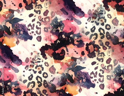 Abstract leopard print pattern in watercolor