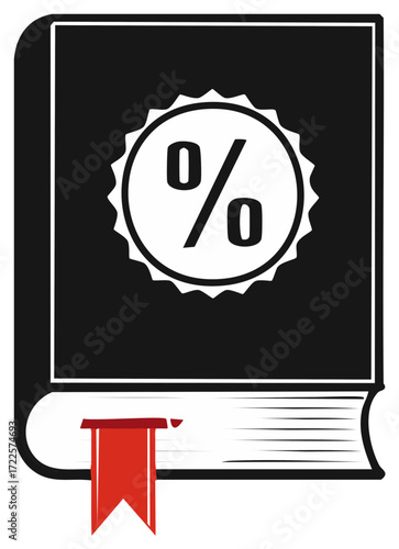 Finance and Tax Law Book Icon with Percentage Symbol Badge on Cover