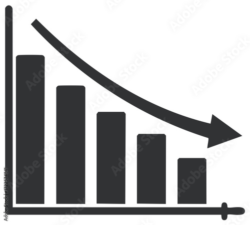 Graph showing a downward trend with an arrow indicating decrease