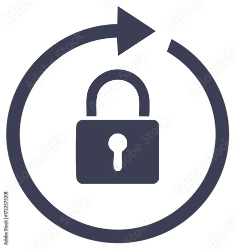 Padlock within a circular arrow Security lock in rotating symbol illustration