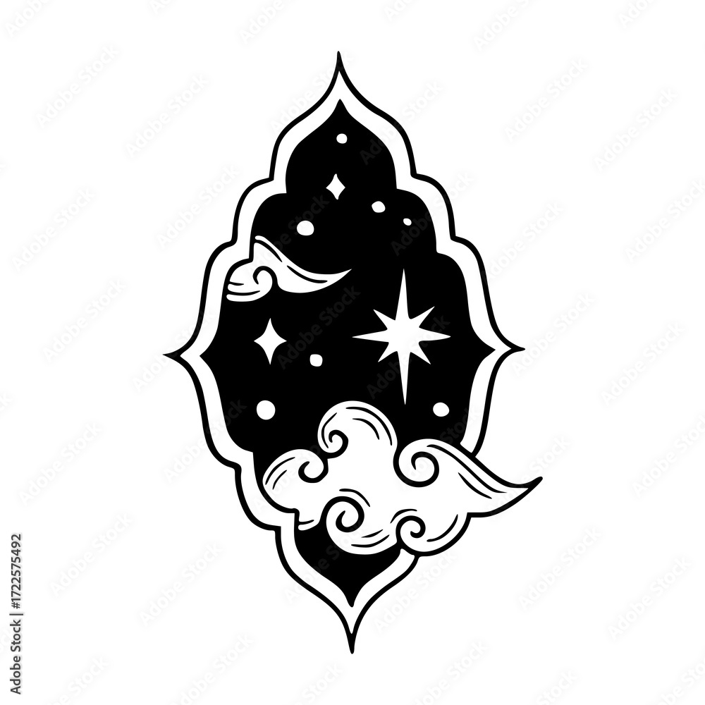 Obraz premium fantasy cosmic scene in a Moroccan shape