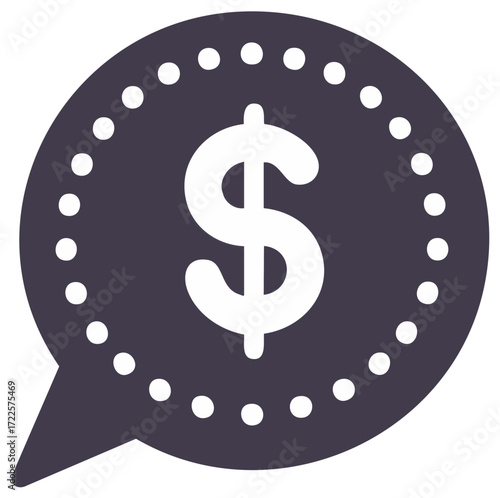 Dollar symbol within speech bubble with dotted detail indicating money talk