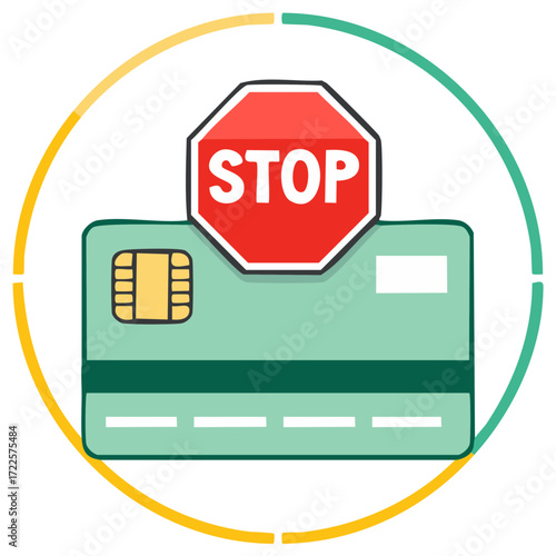 Credit Card Stop Sign Concept Illustration Security Alert Protection