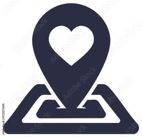 Heart Location Marker Vector Icon Representing Love Find, Social Connections and Community Gathering Points