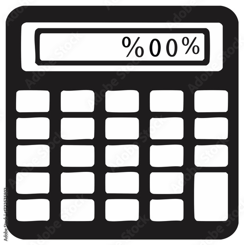 Illustration of a black calculator displaying 00%