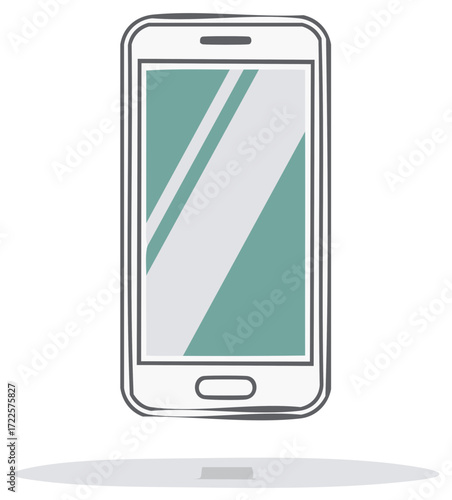 Digital mobile device with a large screen and home button illustration