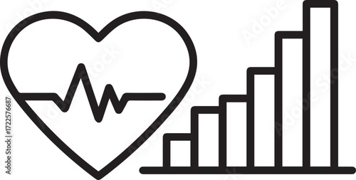 Elevate Your Health with Data-Driven Insights Heartbeat and Growing Bar Chart Symbolizing Progress and Vitality Originally a Scalable Vector Graphic