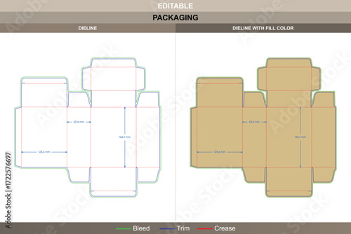 Insert style tuck end box packaging template in custom dimensions featuring detailed carton dieline and editable structural die line for packaging manufacturers