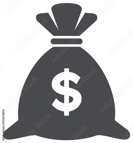 Money bag symbol, financial currency, savings, investing, dollars, loans icon