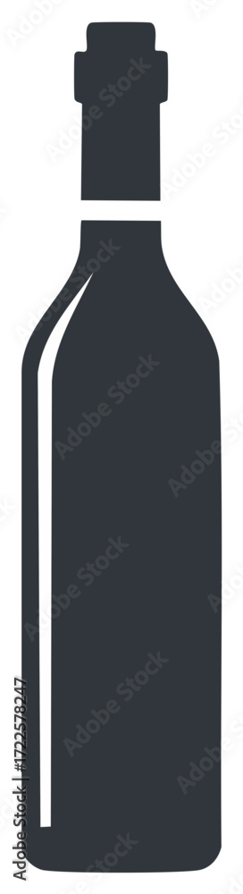 Fototapeta premium Wine Bottle Icon Illustration, Minimalist Silhouette, Dark Gray Bottle Vector, Elegant Alcohol Container Graphic
