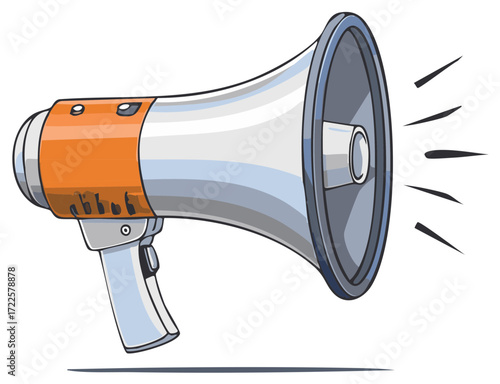 Illustrated Megaphone Loudhailer Promoting Announcement or Rally Communication Tool