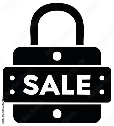 Black and White Lock with Sale Text Promotion Lockdown Sale Announcement