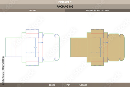 Mailer flip top box packaging template in custom dimensions featuring professional carton dieline and editable die line for accurate production and printing