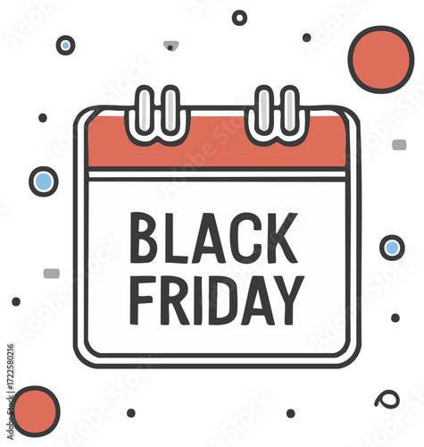 Black Friday Sale Calendar Illustration, Online Shopping Promotion