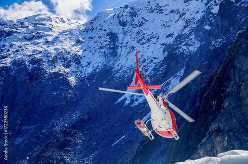 Helicopter Over Fox Glacier New Zealand