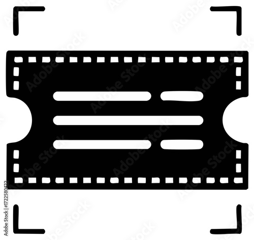 Glyph icon of a ticket or voucher being scanned for digital redemption or event entry