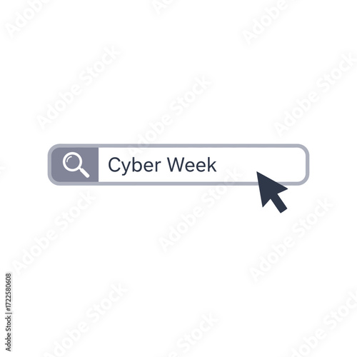 Cyber week search bar with cursor clicking magnifying glass icon vector