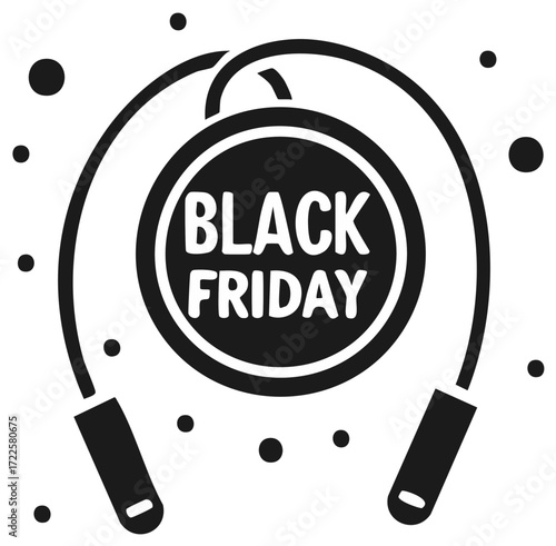 Black Friday Sale Promotion with Jump Rope Icon for Discounts and Deals