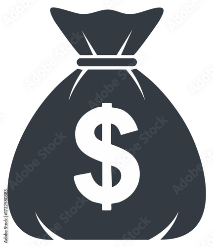 Dollar symbol on a money bag illustration in navy