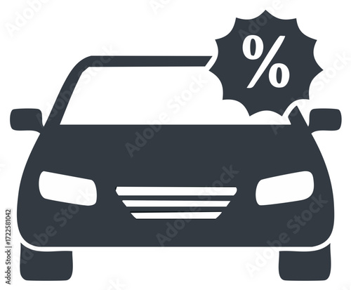 Car with Percentage Sign, Auto Sales Promotion, Financial Incentive, Dealership Offering, Car Loan, Vehicle Financing