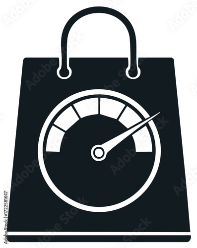 Shopping Bag with Speedometer Indicating Fast Purchase or Performance