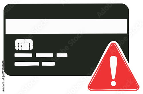 Credit Card with Exclamation Point Warning Sign Identity Theft Risk