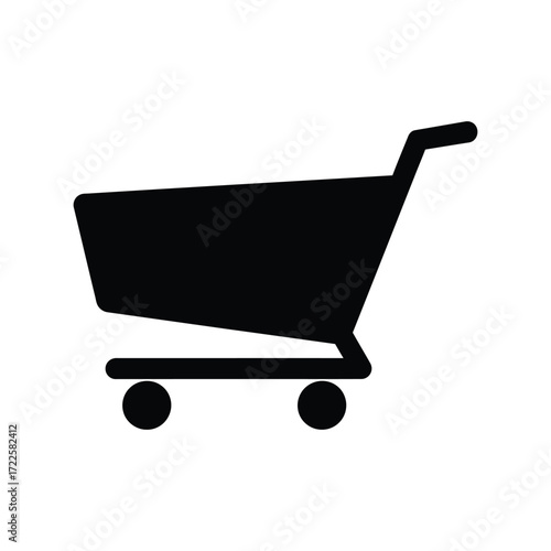 Simple shopping cart icon black silhouette for e commerce business and online retail vector