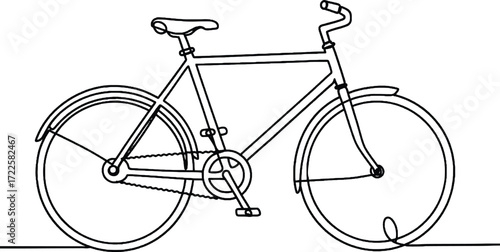 Minimalist One Line Drawing of Bicycle Clean one line sketch of a bicycle. Great for sports, transportation, and eco lifestyle design