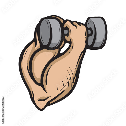 Muscle and barbel Cartoon Vector Illustration