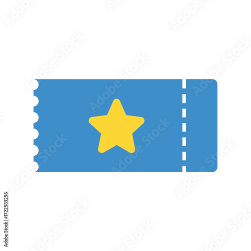 Blue ticket with golden star award symbol for events promotions prizes vector