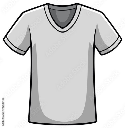 Plain gray short sleeve v-neck t-shirt graphic illustration for apparel design