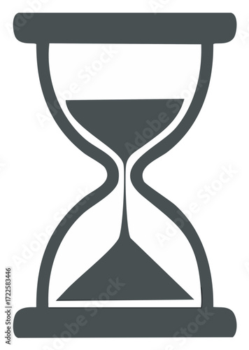 Hourglass sand timer illustrating time passing concept with sand flowing graphic design icon
