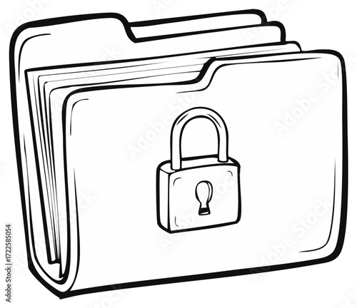 Folder with a lock symbol represents security and confidentiality of documents